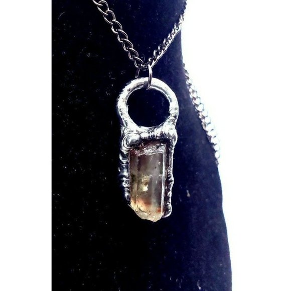 Raw ghost quartz crystal Necklace - Picture 1 of 11